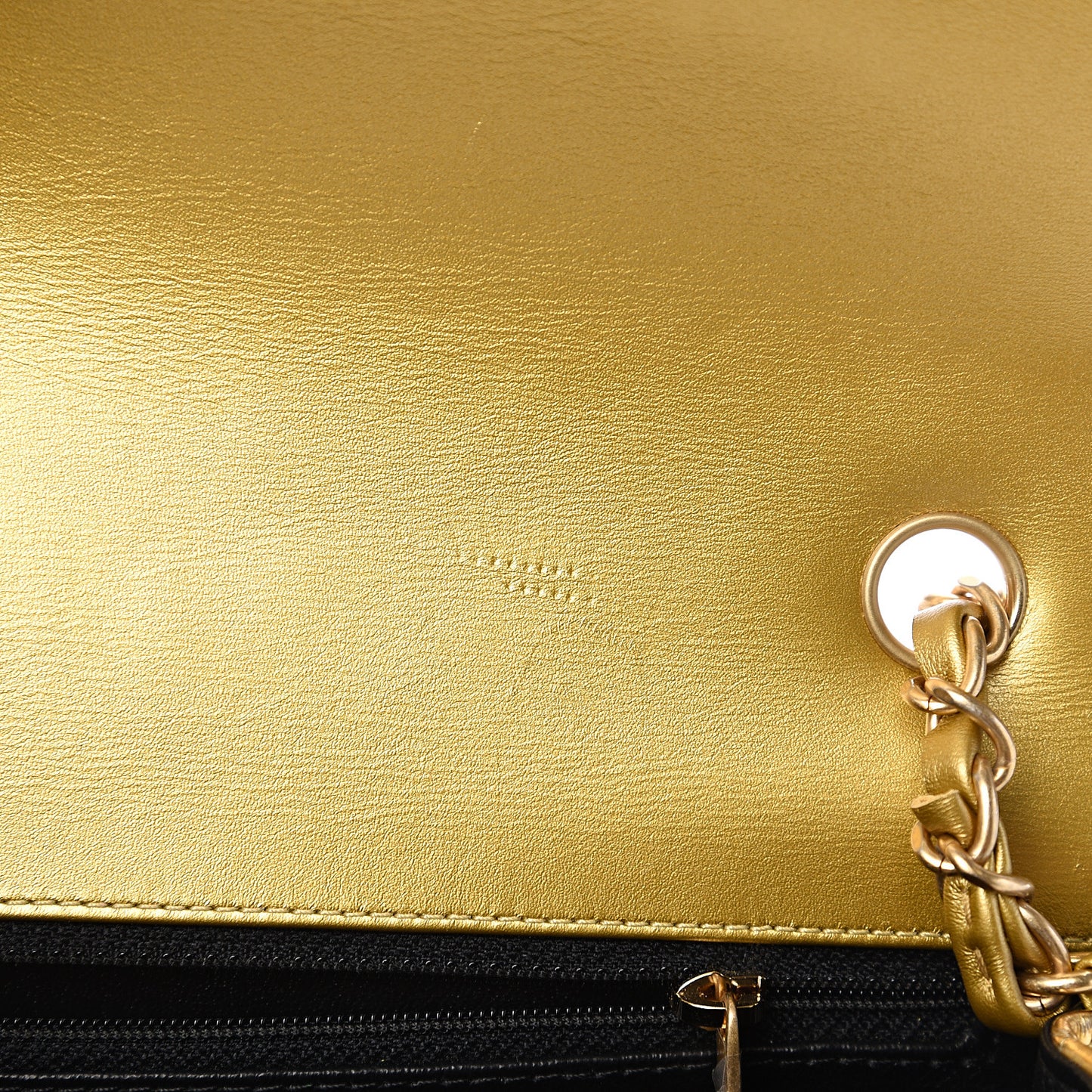 Metallic Calfskin Crocodile Embossed Cocodile Rectangular Mini Flap Gold