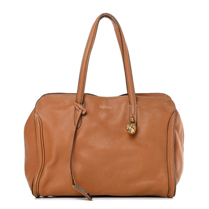 Alexander McQueen Pebbled Calfskin Large Skull Padlock Zip Around Tote Camel 1 of 17