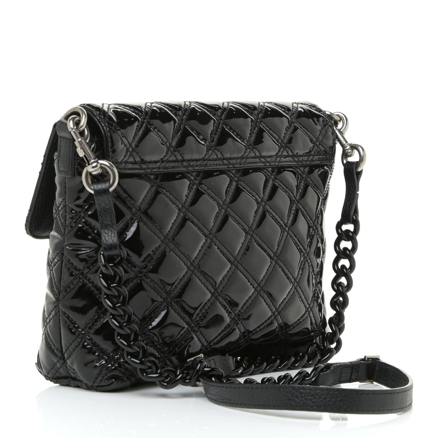 Patent Quilted Single Flap Black