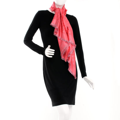 Louis Vuitton Silk Wool Monogram Voile Shawl Corail 2 of 4