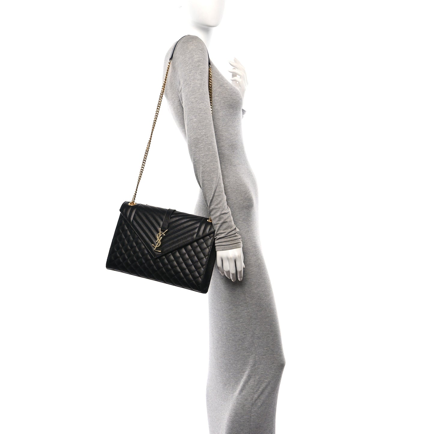 Grain De Poudre Textured Mixed Matelasse Large Triquilt Monogram Satchel Black