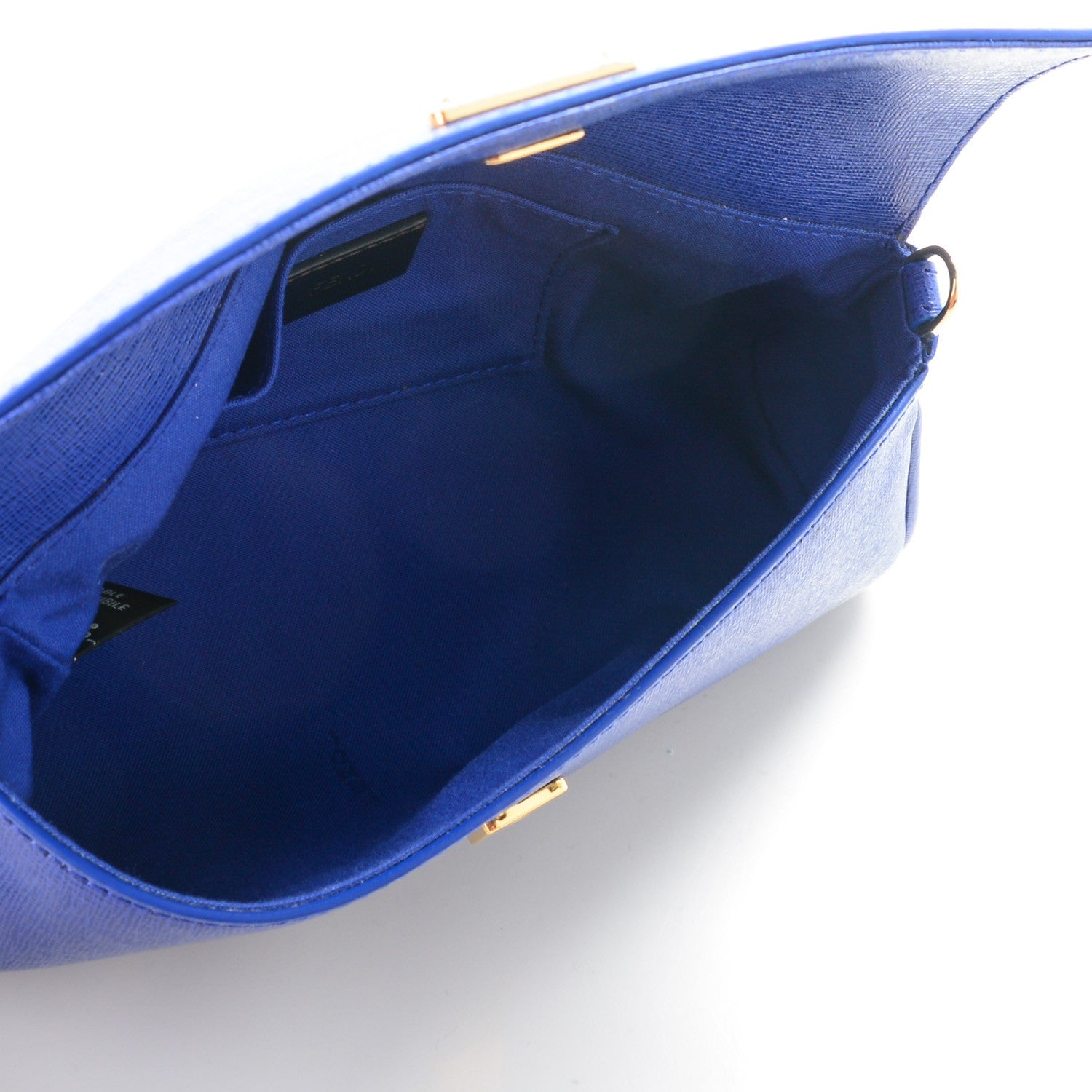 Fendi Vitello Elite Flap Crossbody Bag Blue Neon 5 of 8