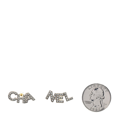 Chanel Crystal Pearl Signature Stud Earrings Gold 2 of 5