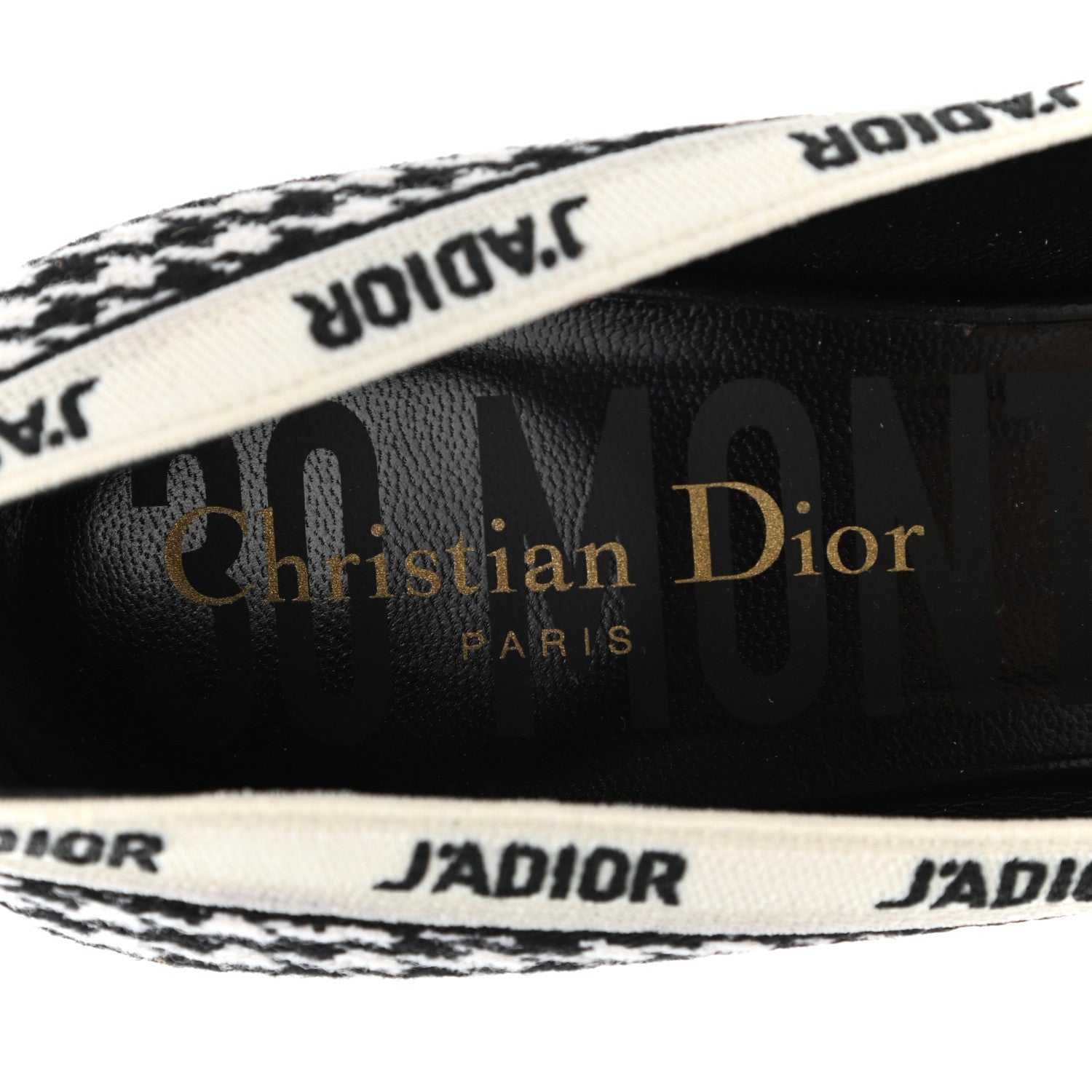 Christian Dior Wool Ribbon Houndstooth Embroidered J'Adior 65mm Pumps 36 Black White 7 of 10