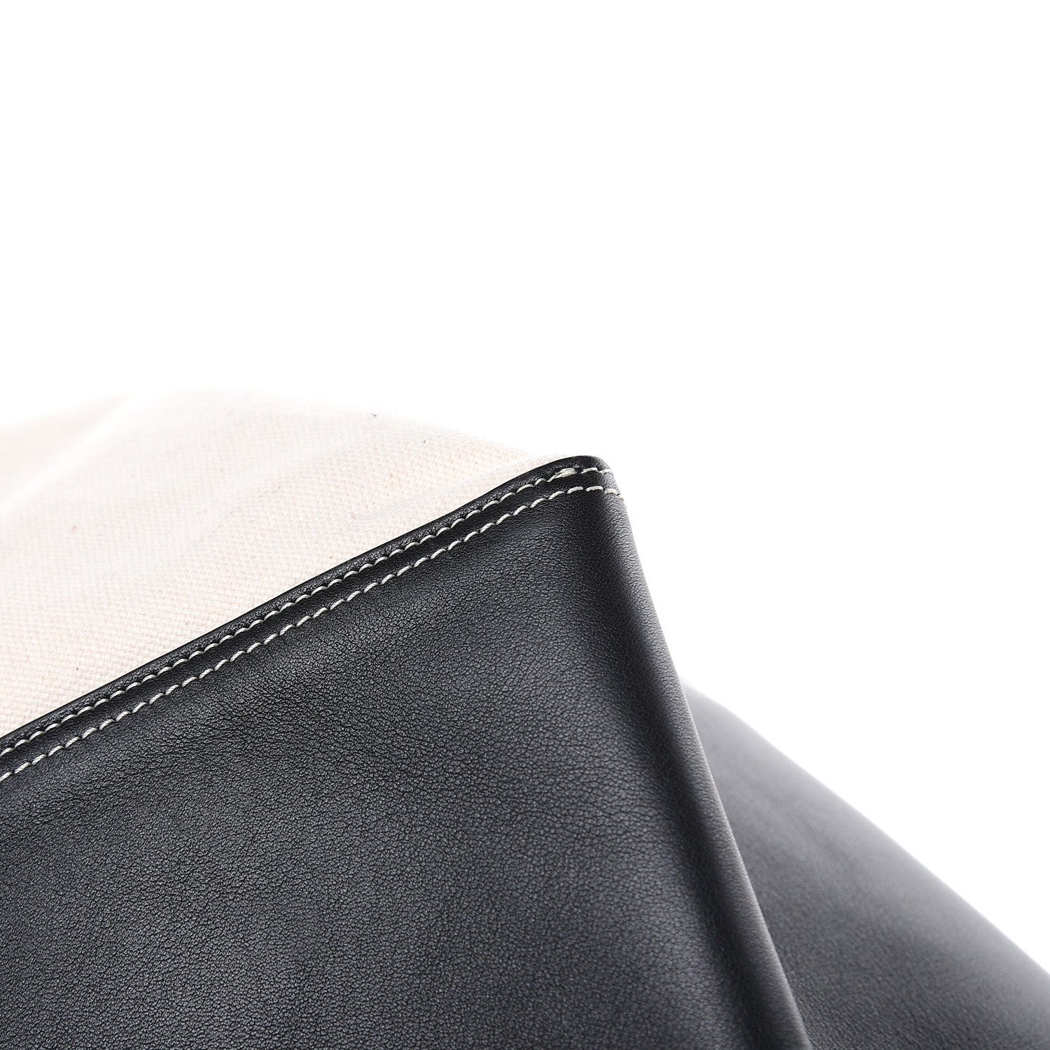 Celine Canvas Smooth Calfskin Frame Tote Black White 12 of 15