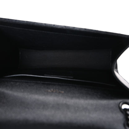 Saint Laurent Grain De Poudre Textured Mixed Matelasse Triquilt Medium Monogram Monochrome Satchel Black 5 of 10