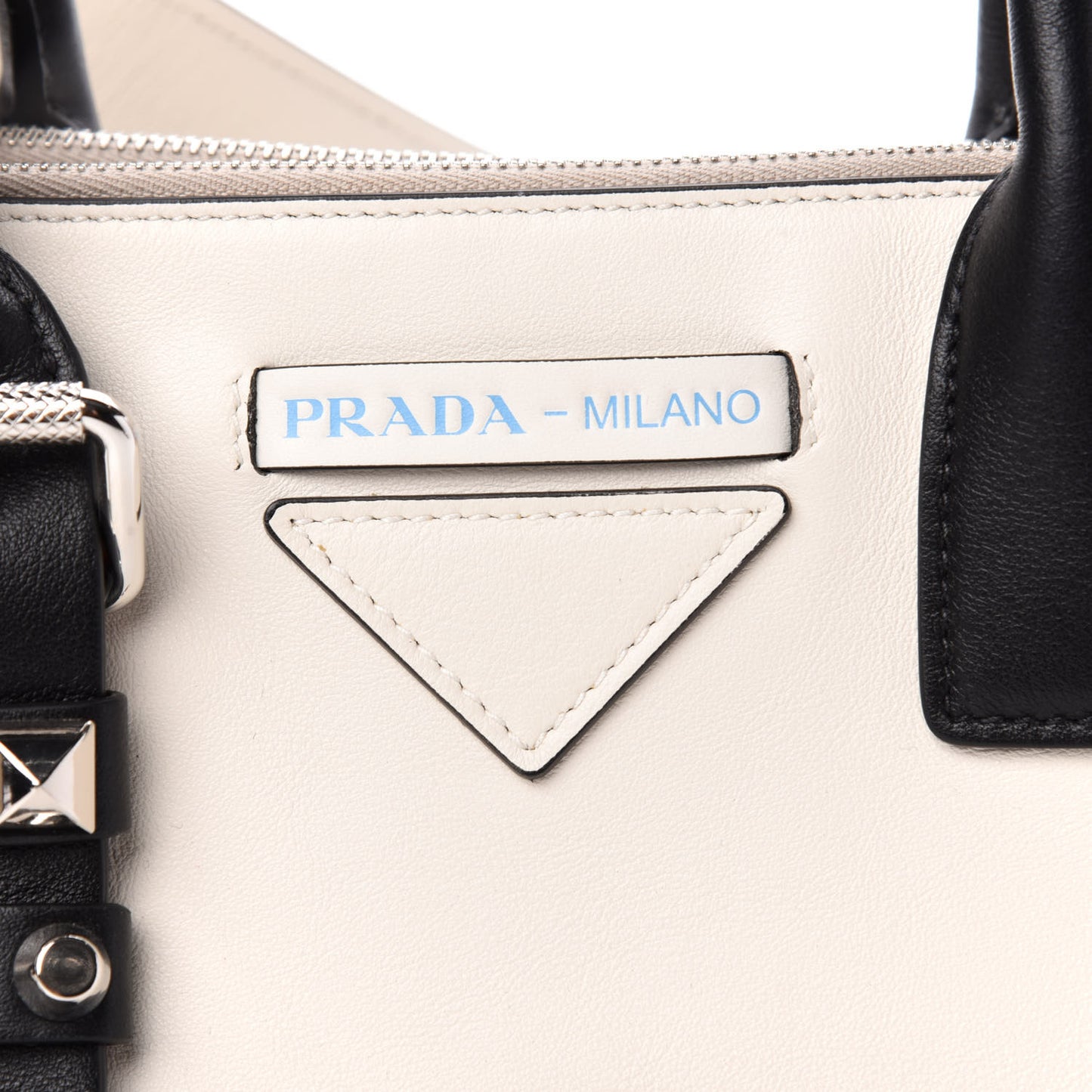 Calfskin Studded Concept Top Handle Bag White