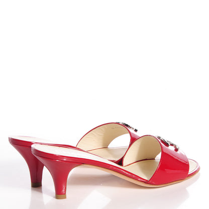 Chanel Patent Leather CC Mules 39 Rouge 3 of 5