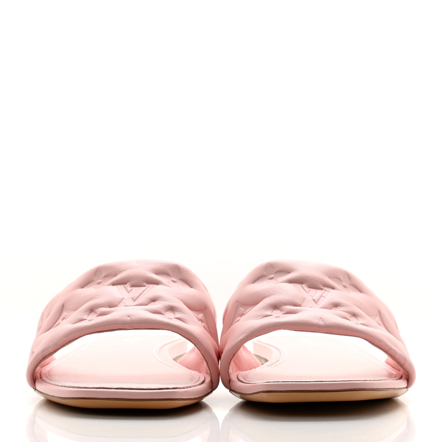 Lambskin Embossed Monogram Revival Flat Mules 41 Rose Clair