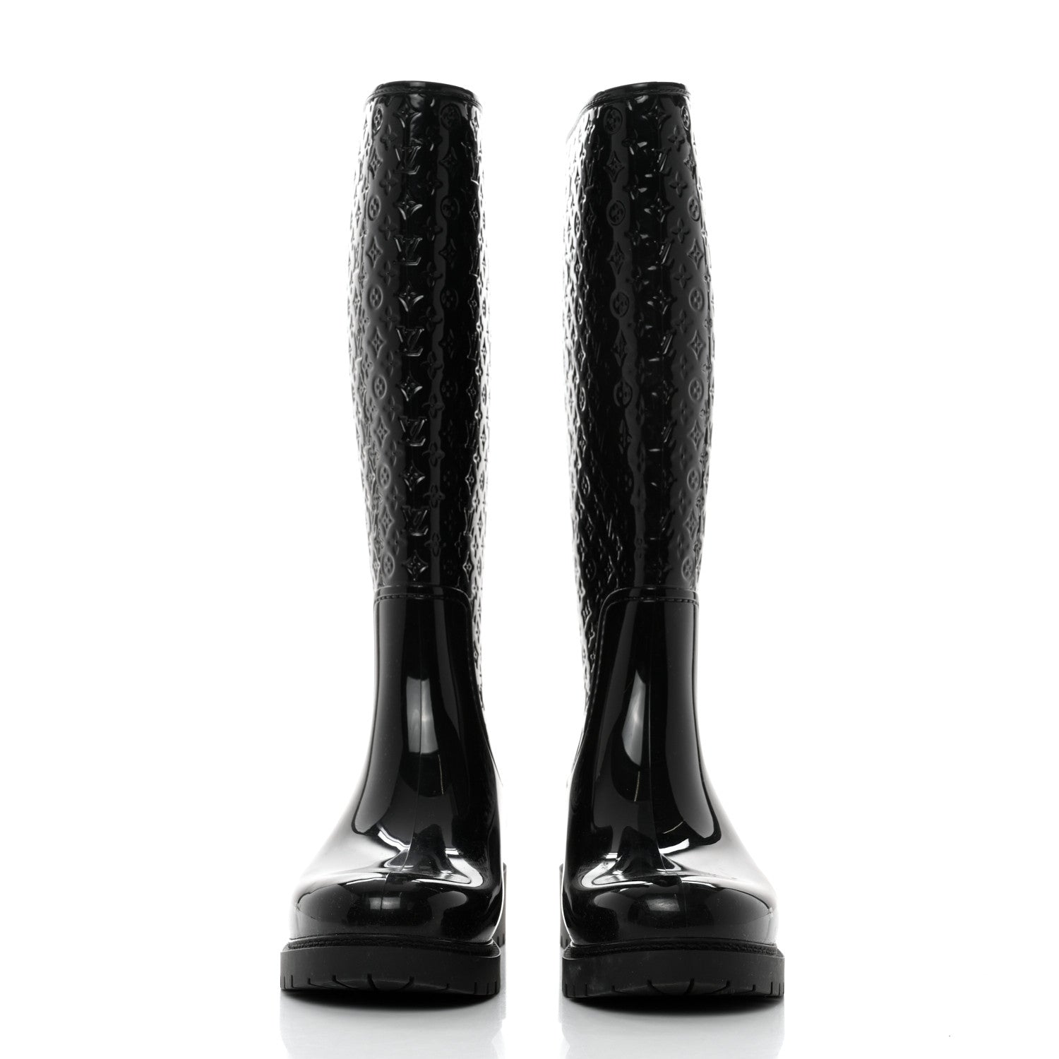 Louis Vuitton Rubber Embossed Monogram Splash Rain Boots 38 Black 2 of 7
