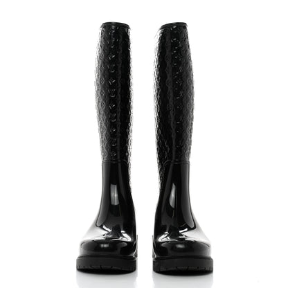Louis Vuitton Rubber Embossed Monogram Splash Rain Boots 38 Black 2 of 7