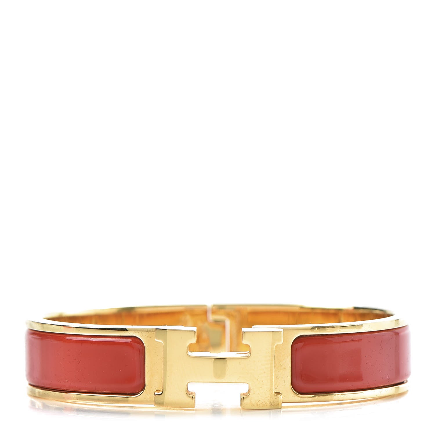 Hermes Enamel Narrow Clic Clac H Bracelet PM Rouge Vif 1 of 6