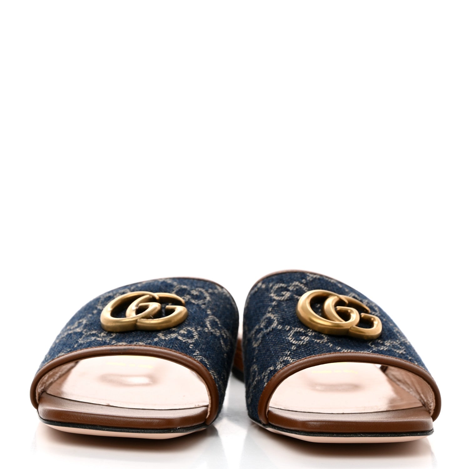 Gucci New Denim GG Monogram Miro Soft Calfskin Jolie Slide Sandals 37 Blue Tea Cuir Epilog 2 of 11