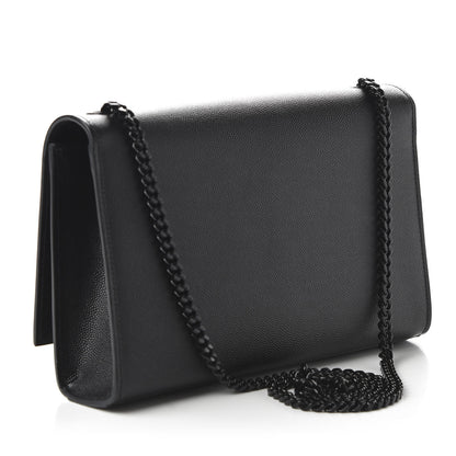 Saint Laurent Grain De Poudre Medium Classic Monogram Kate Satchel Black 3 of 9