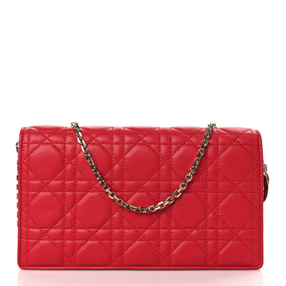 Christian Dior Lambskin Cannage Lady Dior Pouch Red 3 of 10