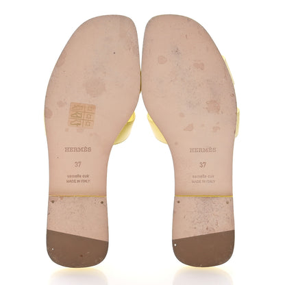 Hermes Epsom Oran Sandals 37 Jaune Pollen 6 of 9