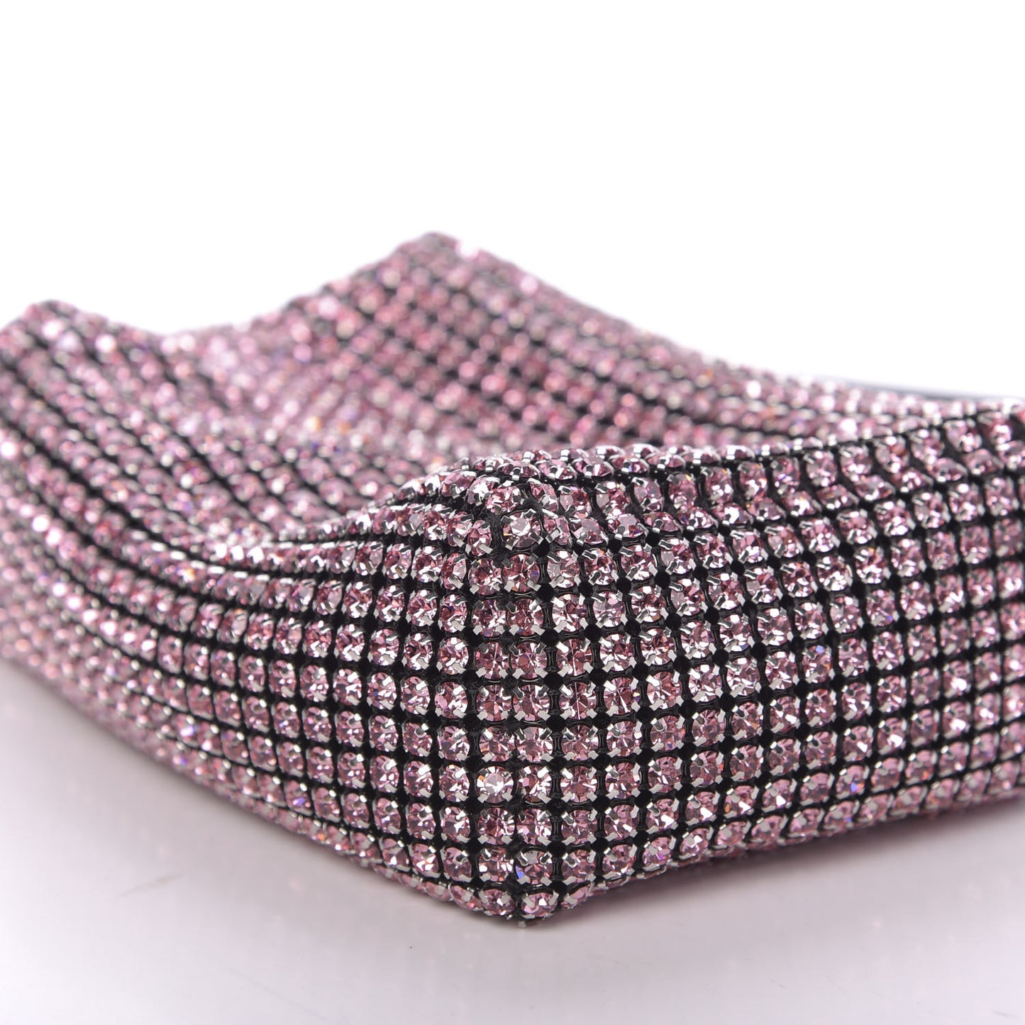 Mesh Crystal Rhinestone Mini Heiress Pouch Pink