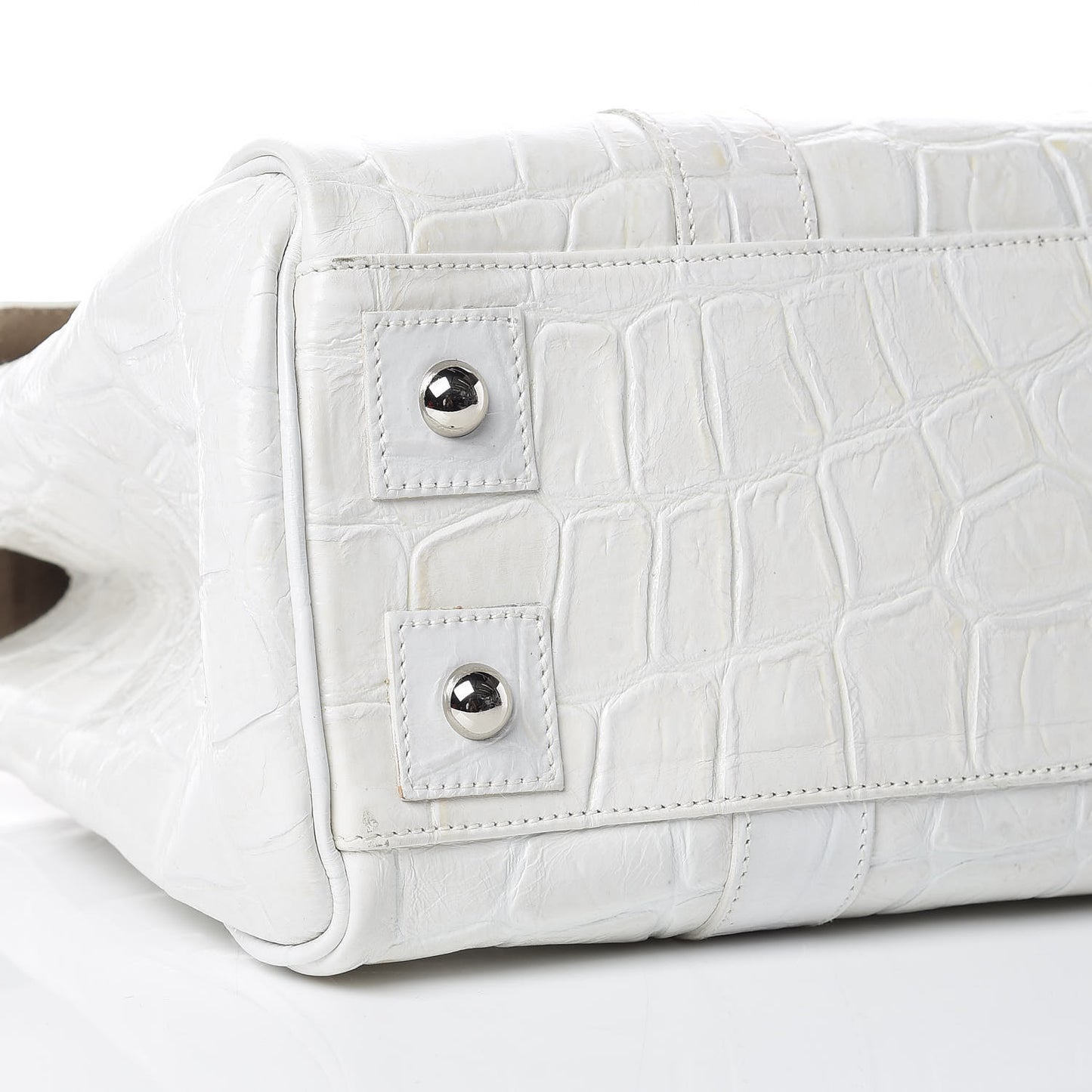 Calfskin Crocodile Embossed Bayswater White