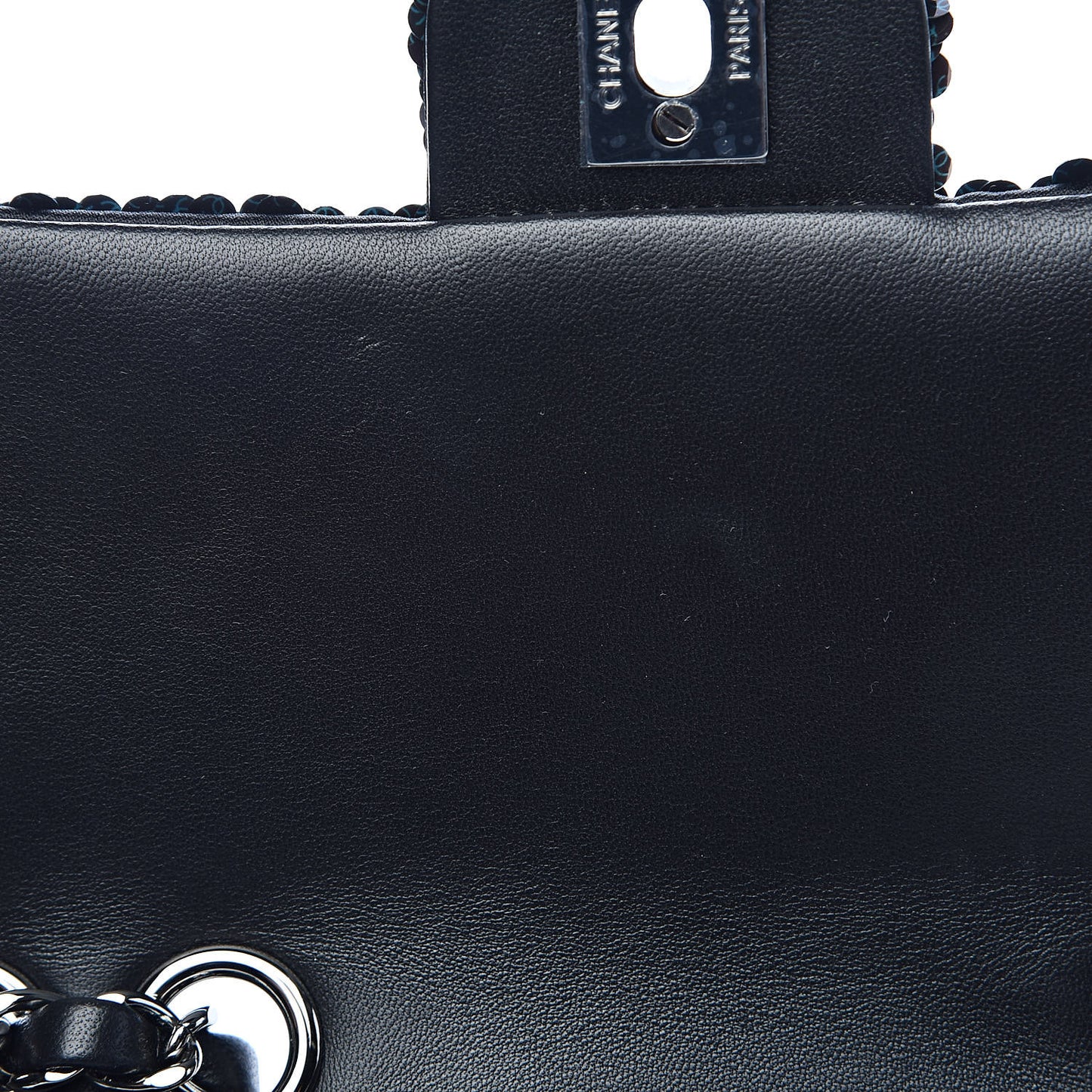 Sequin Lambskin Mini Flap Blue Black