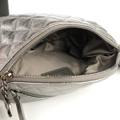 Chanel Goatskin Quilted Banane Waist Bag Fanny Pack Silver 5 of 7