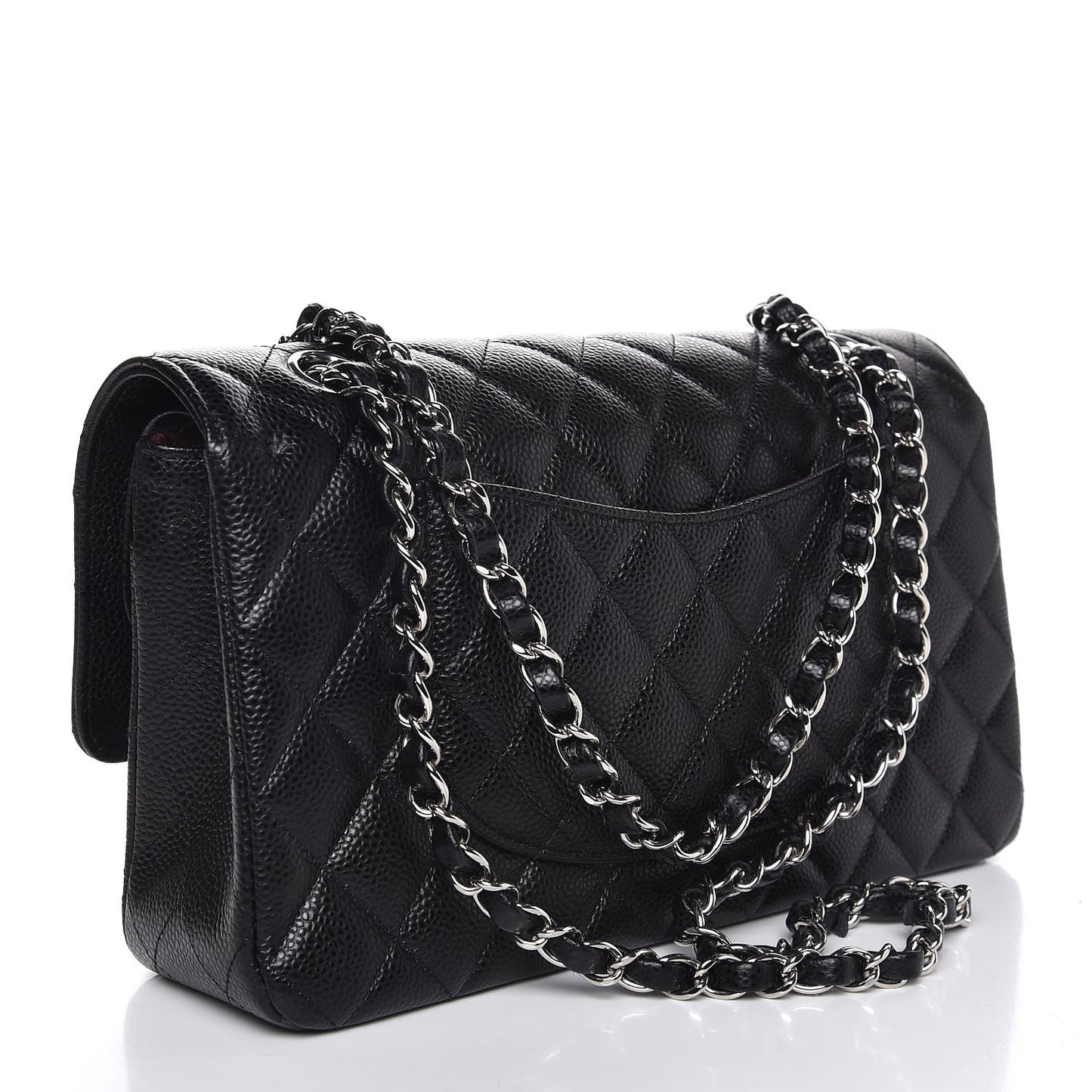 Caviar Quilted Medium Double Flap Black