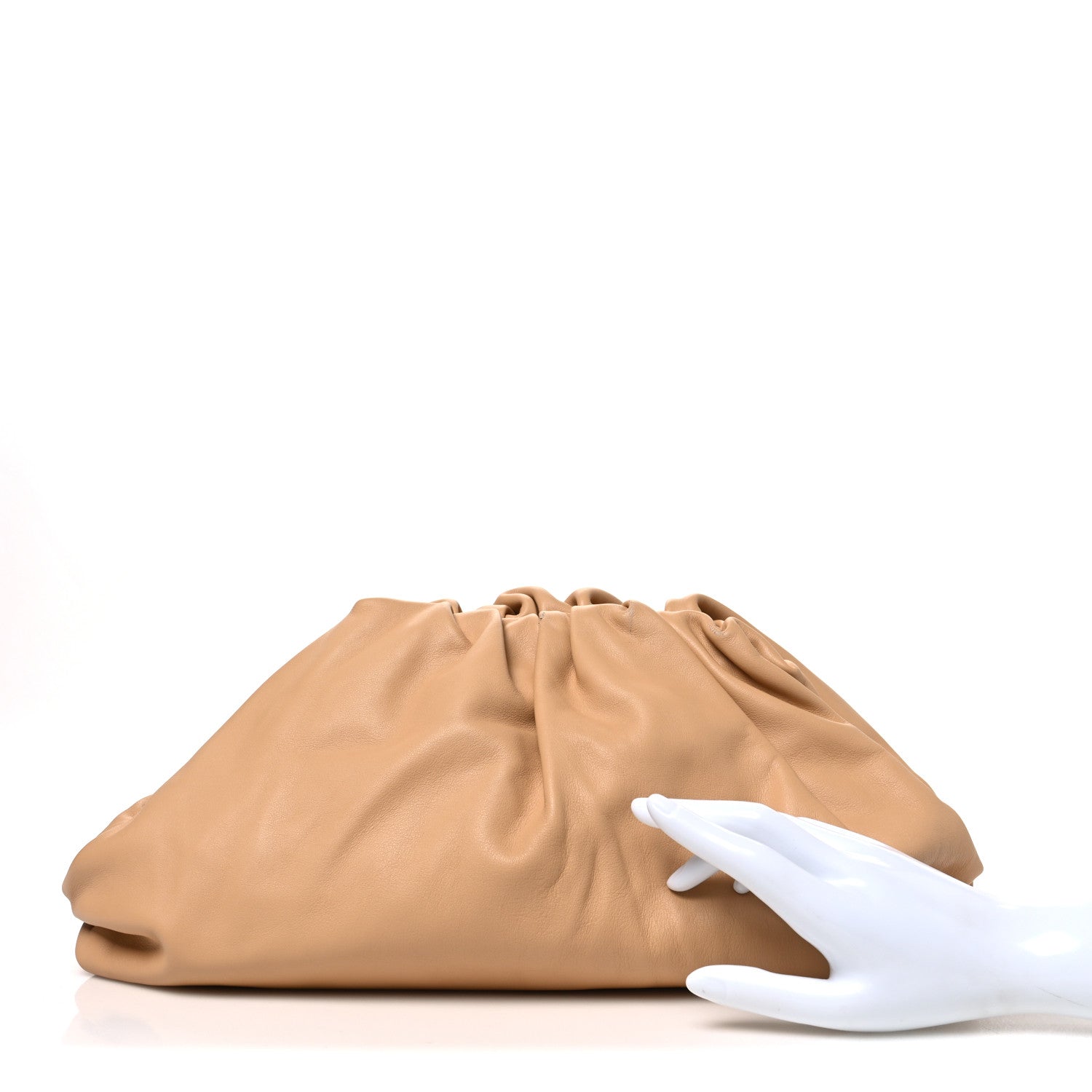 Bottega Veneta Smooth Butter Calf The Pouch Oversized Clutch Almond 2 of 12