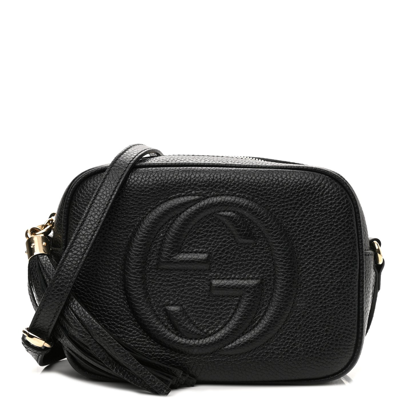 Pebbled Calfskin Small Soho Disco Bag Black