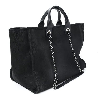 Chanel Canvas Pearl Medium Deauville Tote Black 3 of 10