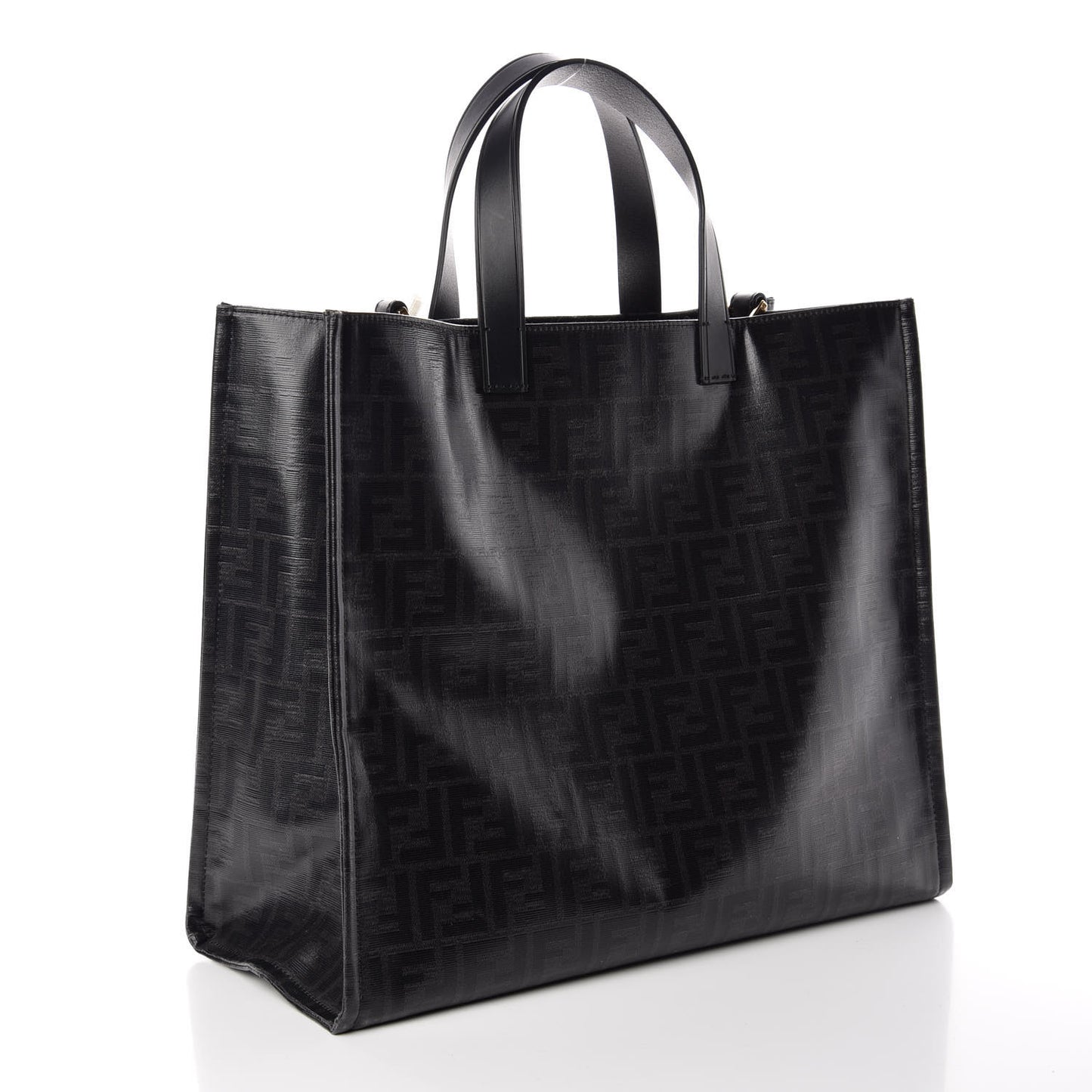 X FILA Glazed Fabric FF 1974 Mania Shopping Tote Bag Black White