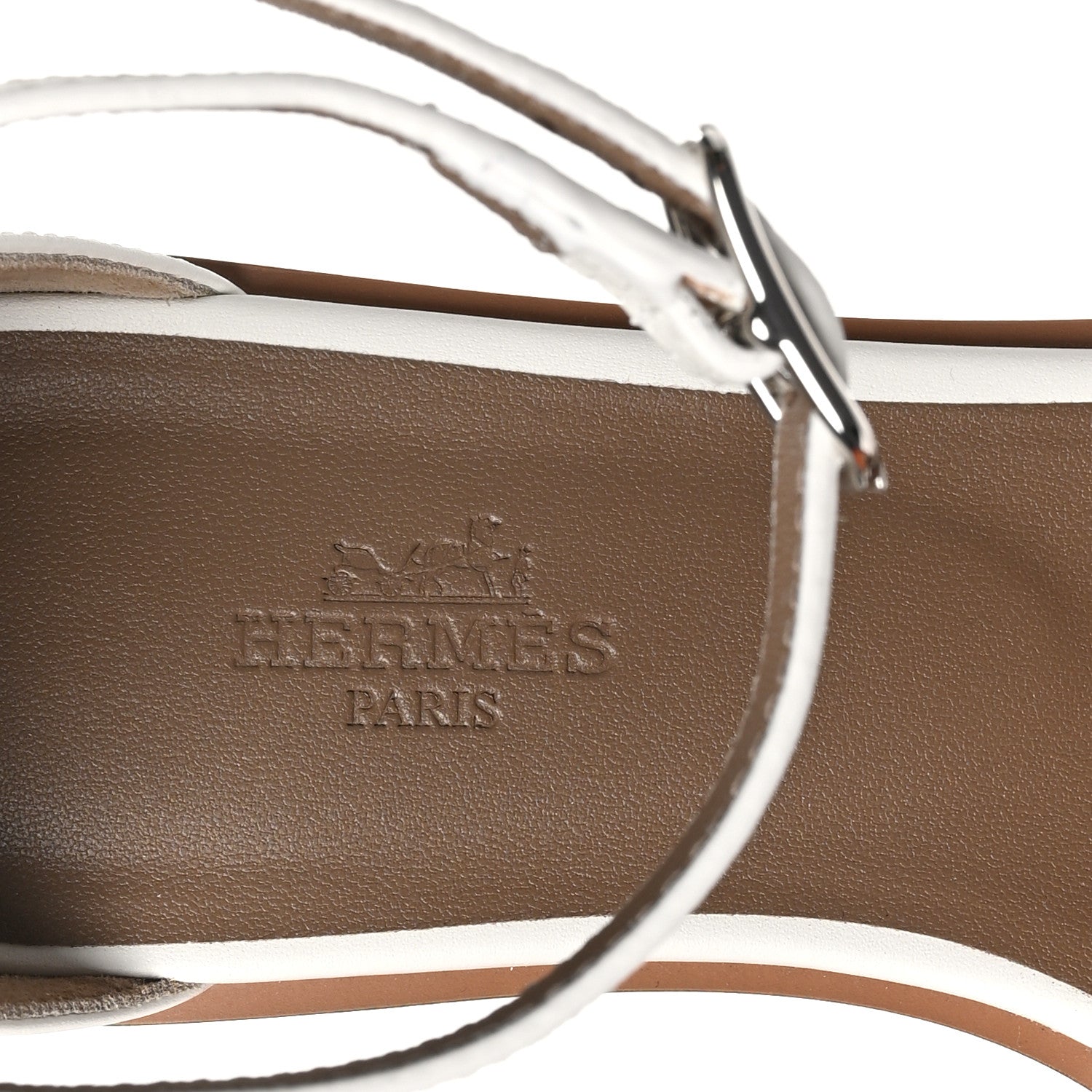 Hermes Calfskin Santorini Sandals 37 White 7 of 10