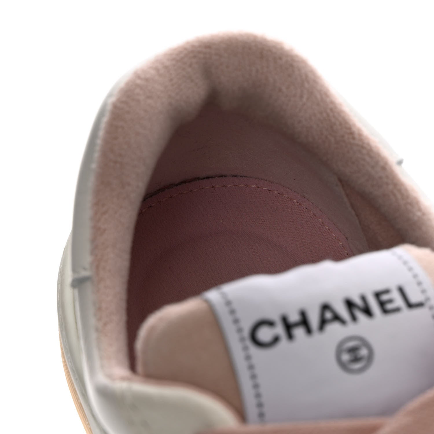 Chanel Grained Calfskin Fabric Womens Logo Sneakers 35.5 White Light Pink 13 of 13