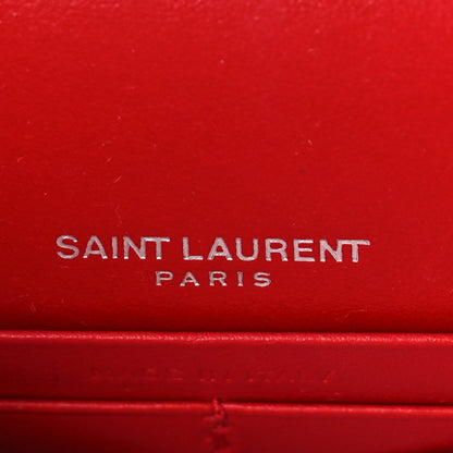 Saint Laurent Calfskin Crocodile Embossed Monogram Sunset Chain Wallet Rouge Eros 6 of 8