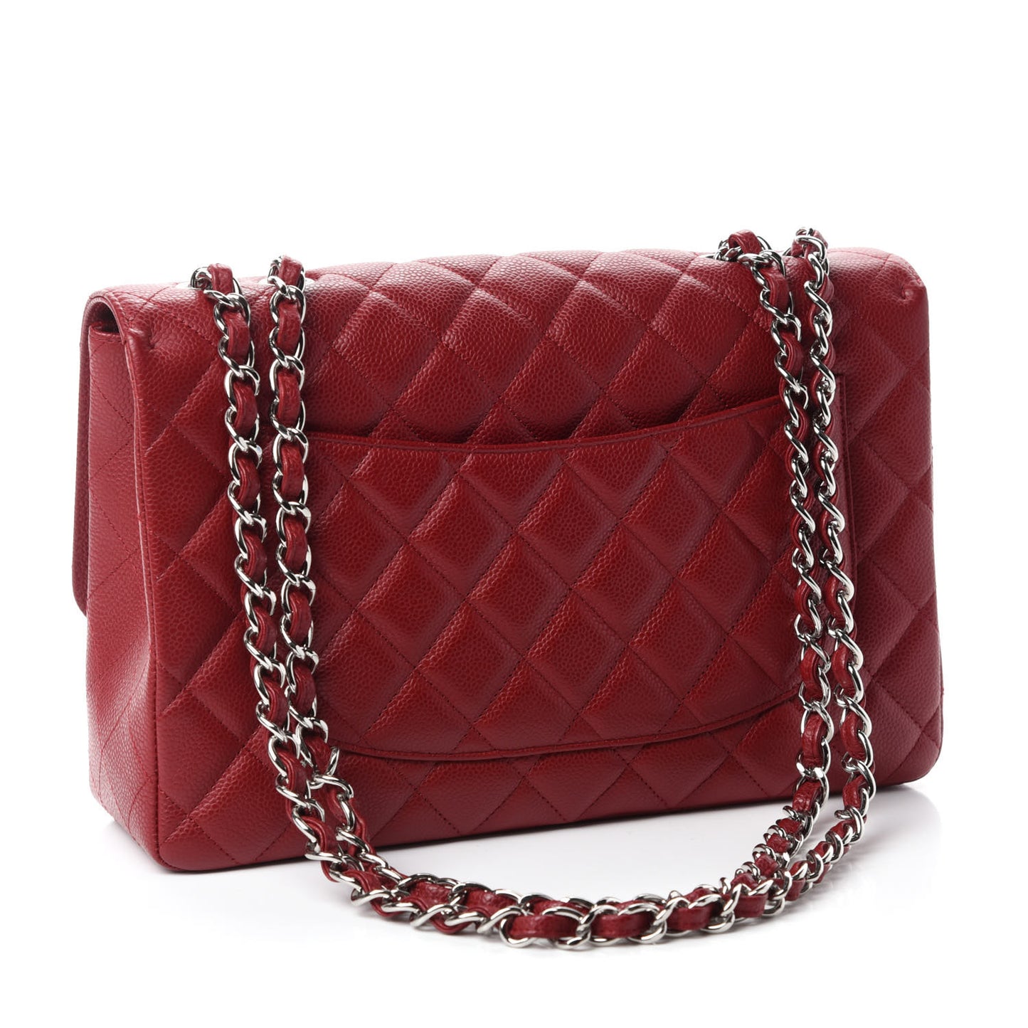 Caviar Quilted Jumbo Single Flap Dark Red