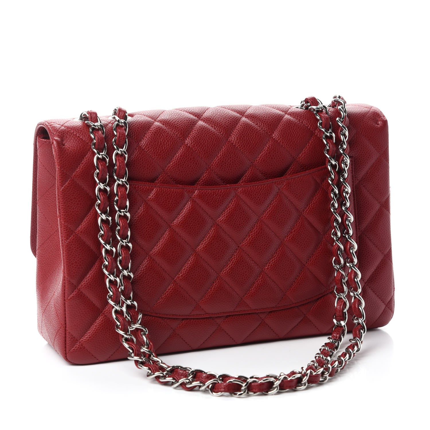 Chanel Caviar Quilted Jumbo Single Flap Dark Red 4 of 13