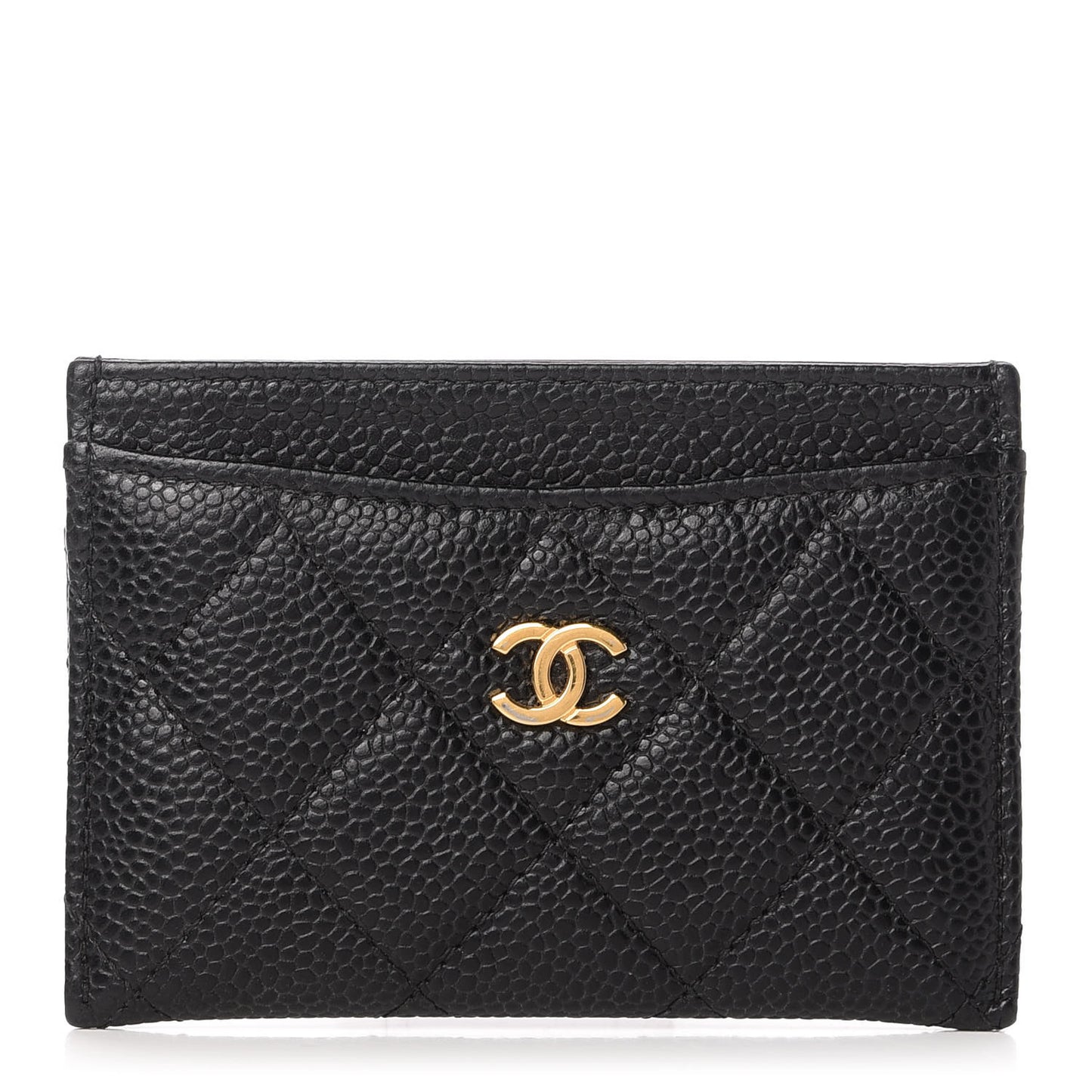 Caviar Quilted Card Holder Black