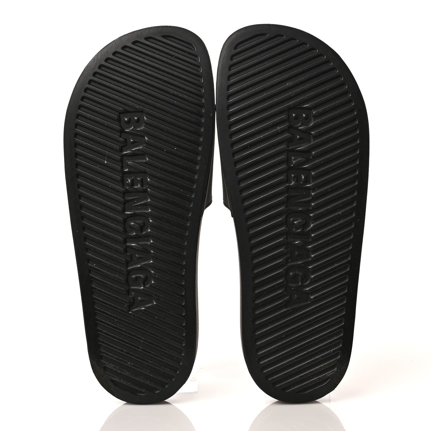 Balenciaga Rubber Womens Logo Pool Slide Sandals 39 Black White 5 of 6