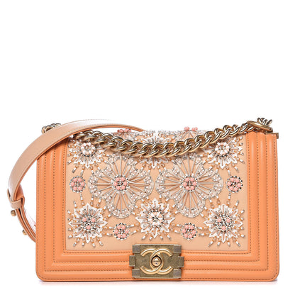 Chanel Lambskin Glass Embroidered Medium Boy Flap Apricot 1 of 13