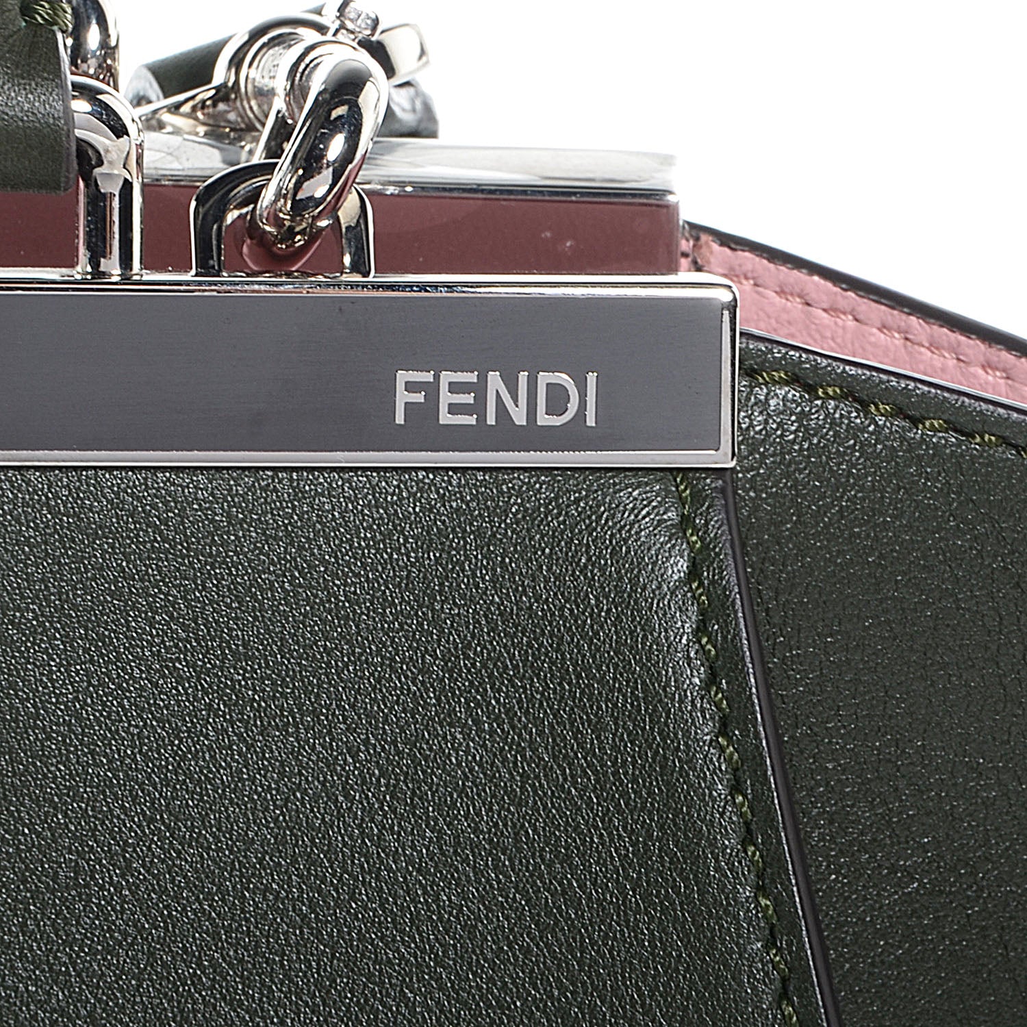 Fendi Vitello Dolce Marmol Shiny Nappa Petite 3Jours Tote Verde Prato 9 of 9
