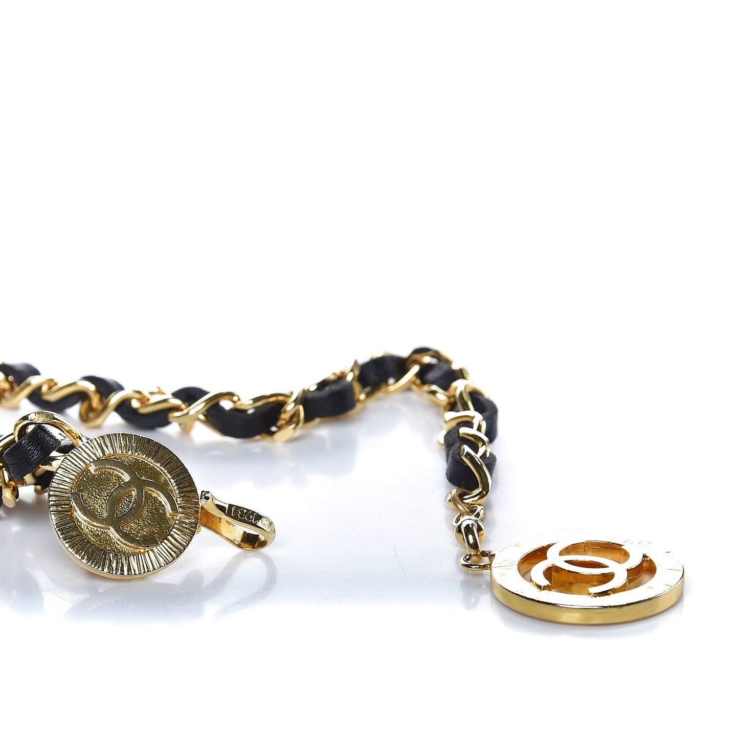 Lambskin Triple Chain Link CC Belt Gold