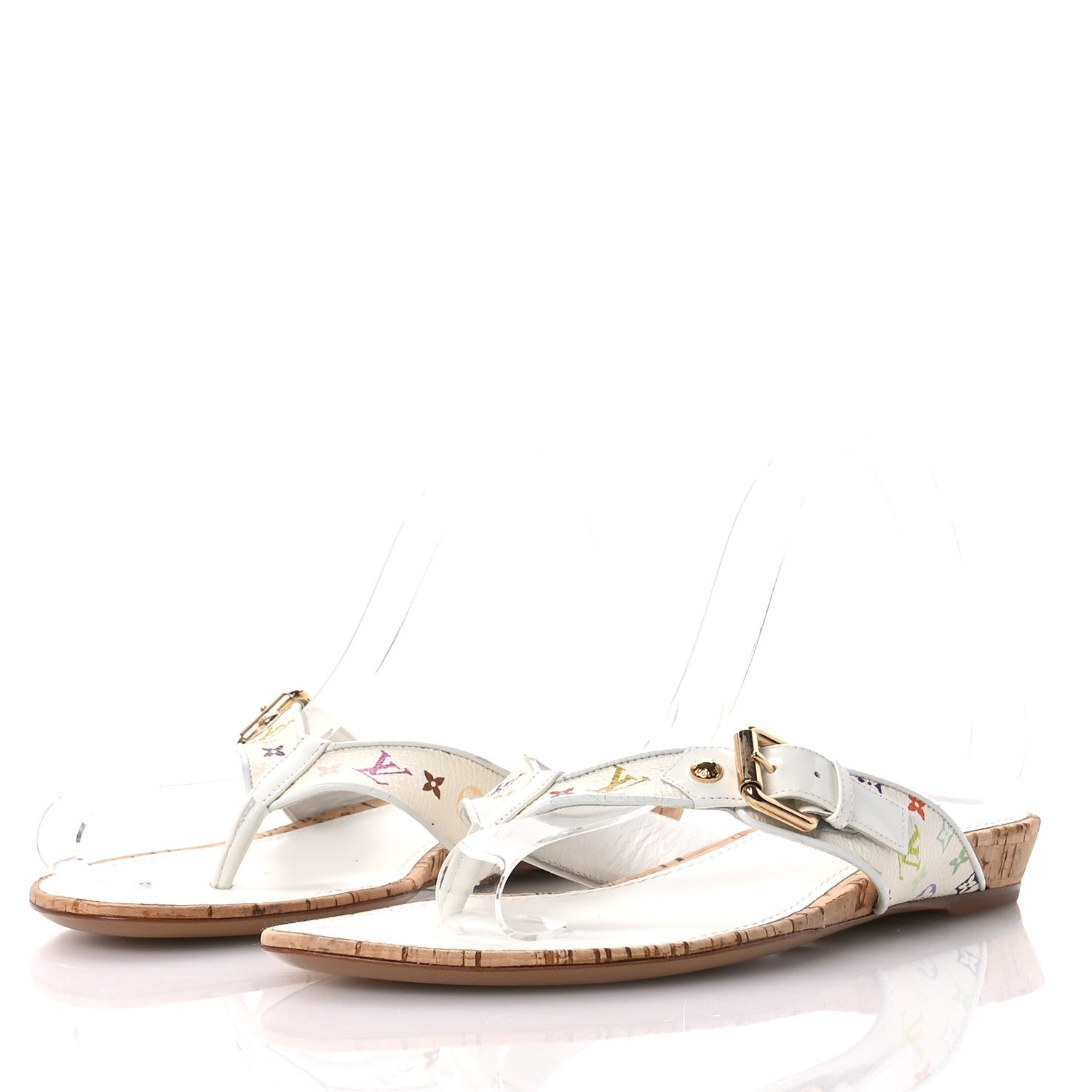 Louis Vuitton Monogram Multicolor Thong Sandals 40 White 4 of 9