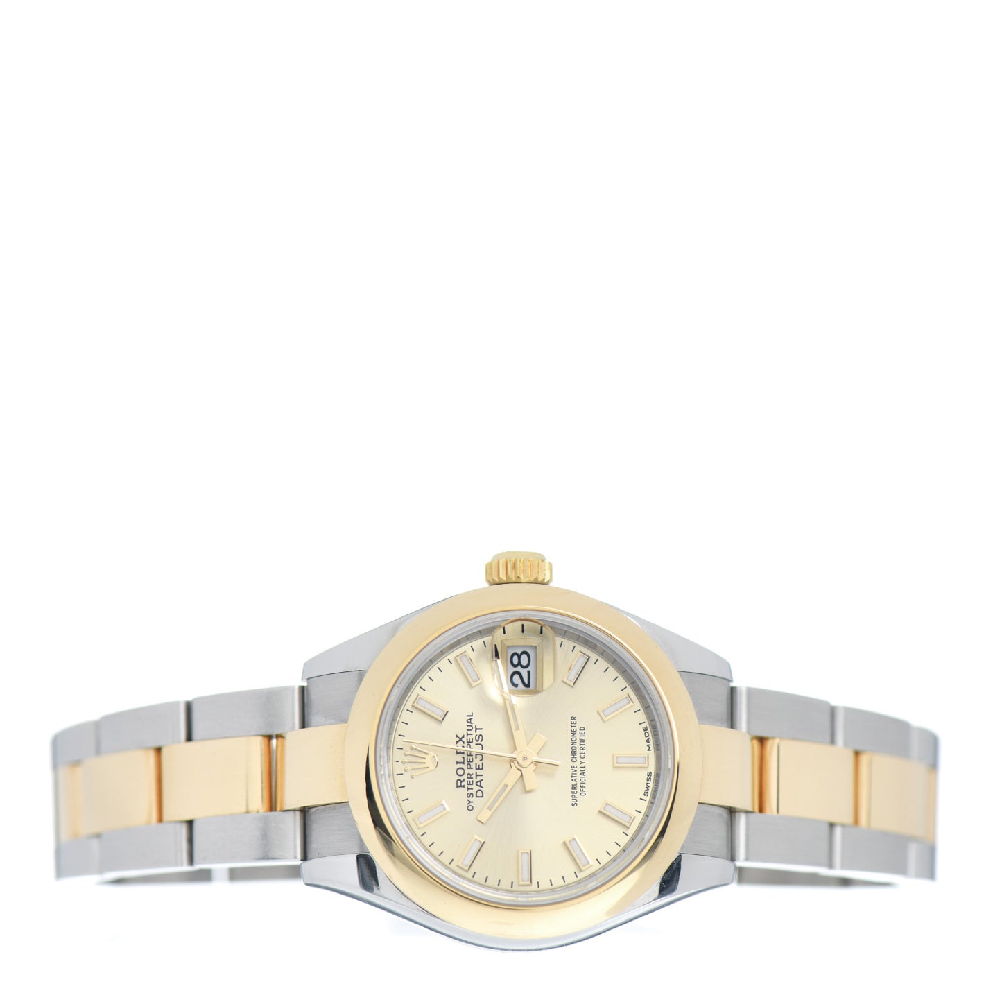 Stainless Steel 18K Yellow Gold 28mm Oyster Perpetual Datejust Watch Champagne 279163