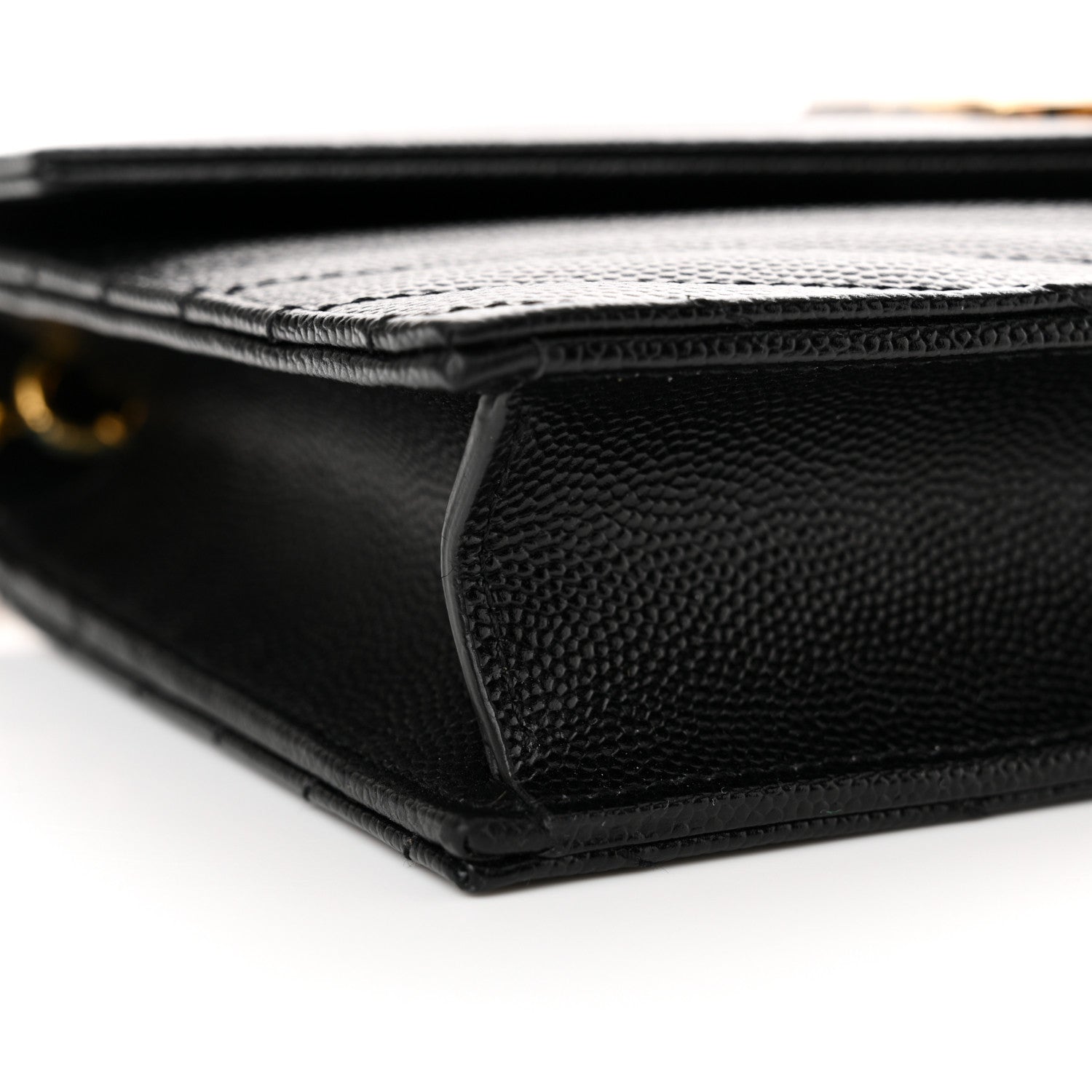 Saint Laurent Grain De Poudre Matelasse Chevron Monogram Envelope Chain Wallet Black 9 of 14