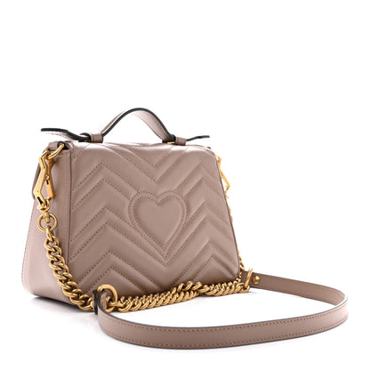 Gucci Calfskin Matelasse Mini GG Marmont Top Handle Shoulder Bag Porcelain Rose 3 of 12