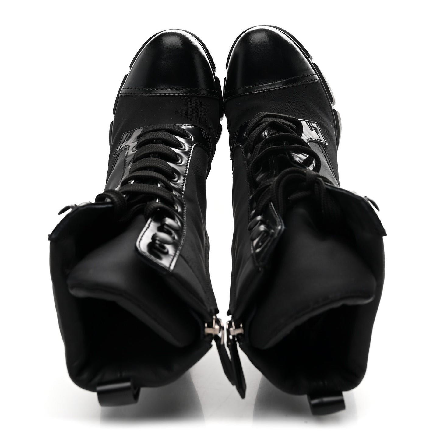 Vitello Montana Re-Nylon Metal Triangle Logo 110mm Ankle Boots 36.5 Black