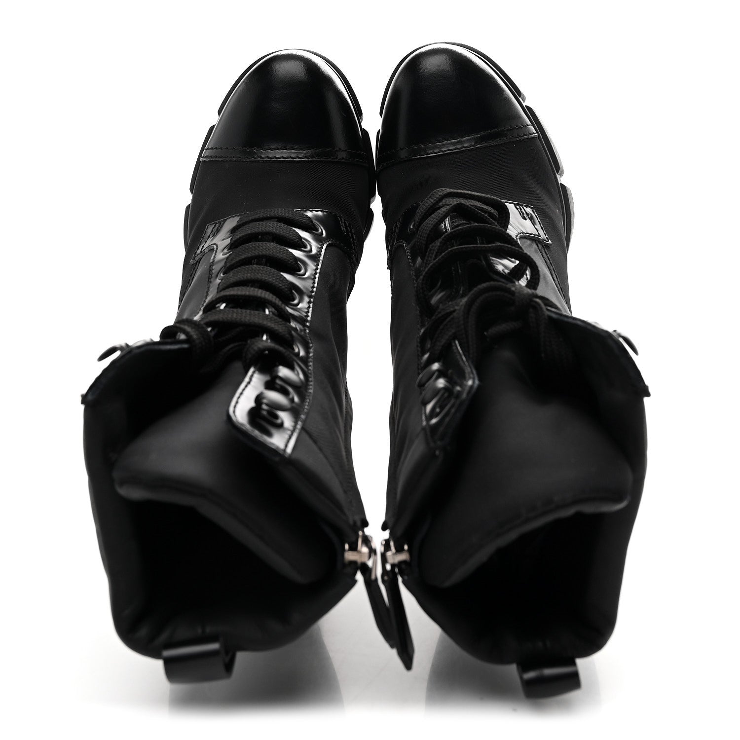 Prada Vitello Montana Re-Nylon Metal Triangle Logo 110mm Ankle Boots 36.5 Black 2 of 9
