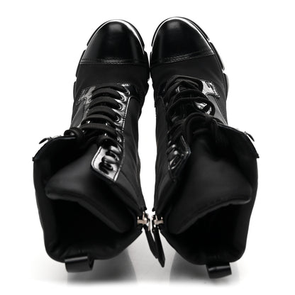 Prada Vitello Montana Re-Nylon Metal Triangle Logo 110mm Ankle Boots 36.5 Black 2 of 9