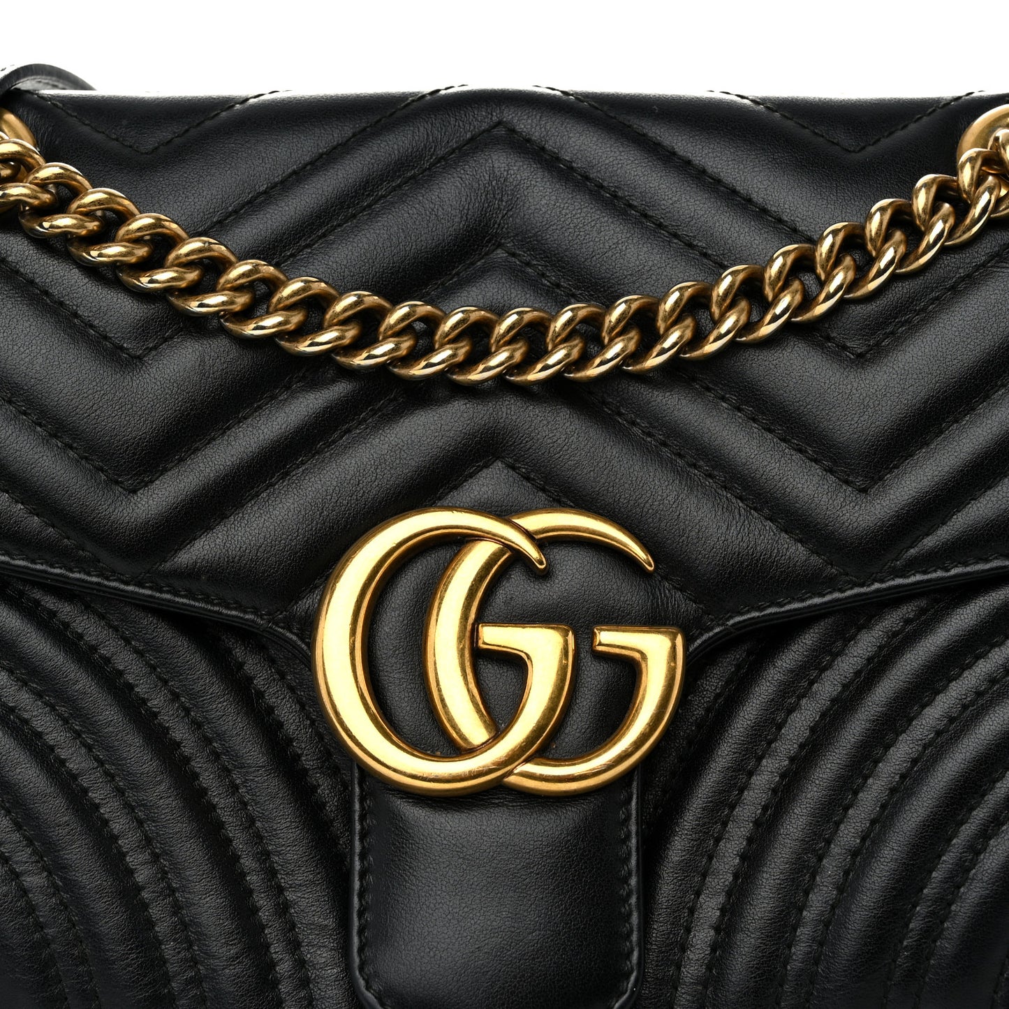 Calfskin Matelasse Small GG Marmont Shoulder Bag Black