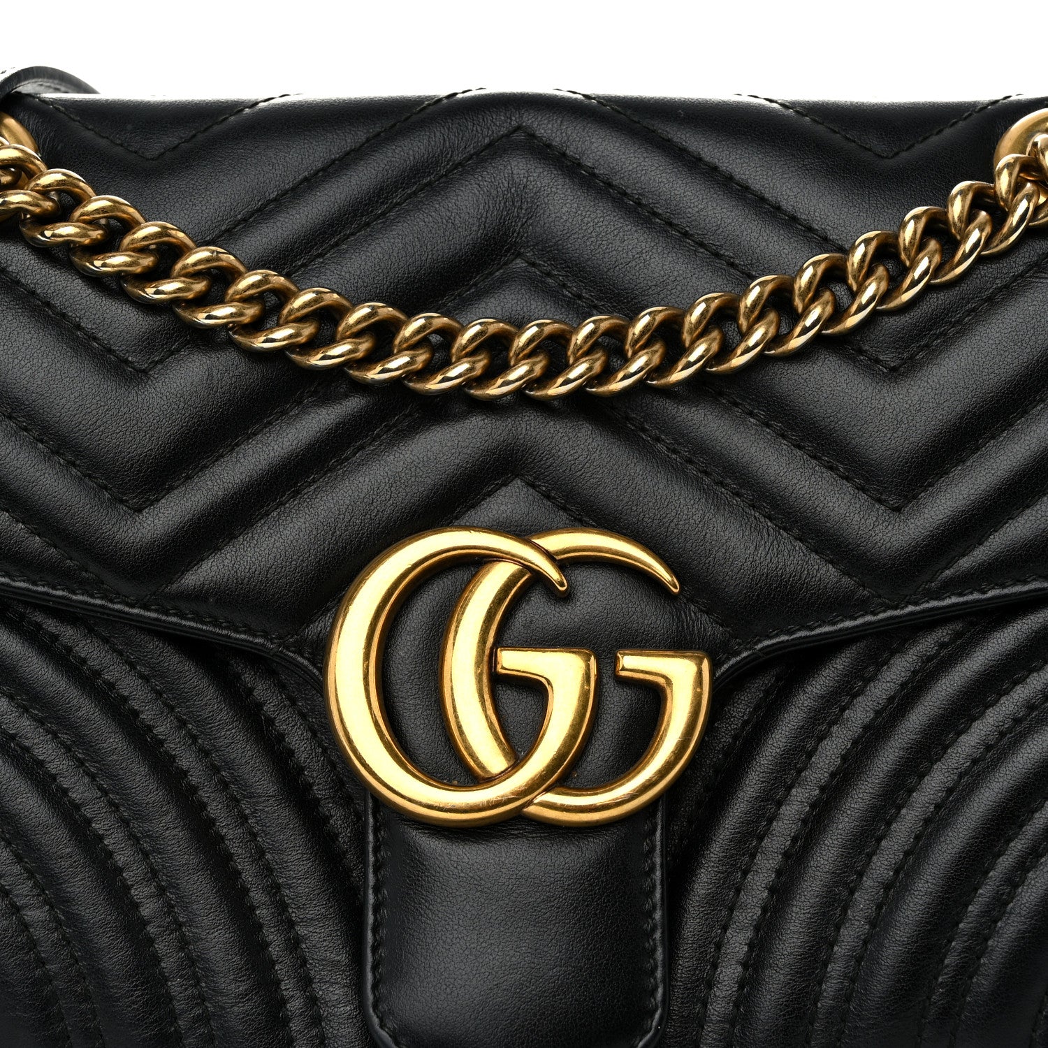 Gucci Calfskin Matelasse Small GG Marmont Shoulder Bag Black 8 of 10