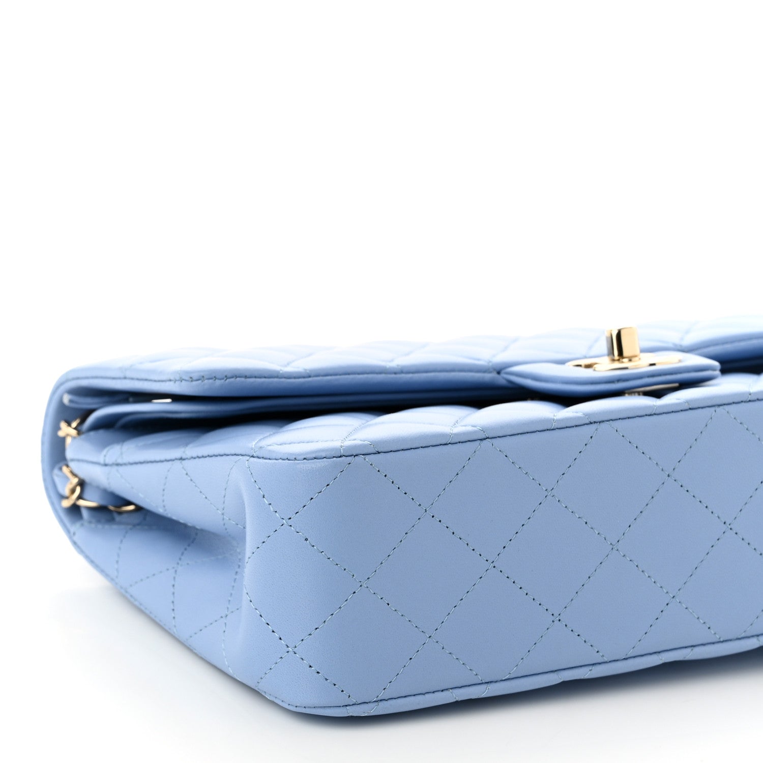 Chanel Lambskin Quilted Medium Double Flap Light Blue 9 of 11