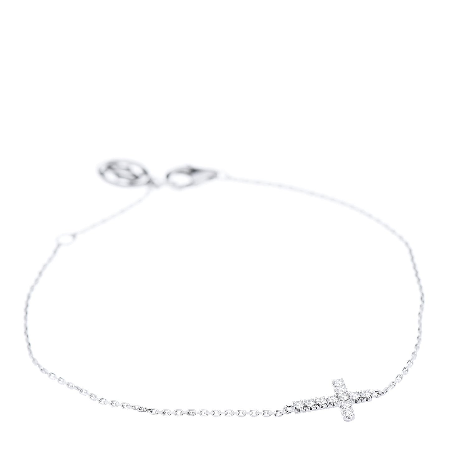 18K White Gold Diamond Symbols Cross Bracelet